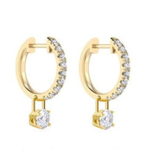 Load image into Gallery viewer, 18K Gold Huggie Diamond Drop Earrings