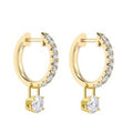 18K Gold Huggie Diamond Drop Earrings