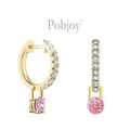 18K Gold Huggie White & Pink Diamond Drop Earrings 1.33 Carat