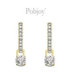 18K Gold Huggie Diamond Drop Earrings GIA