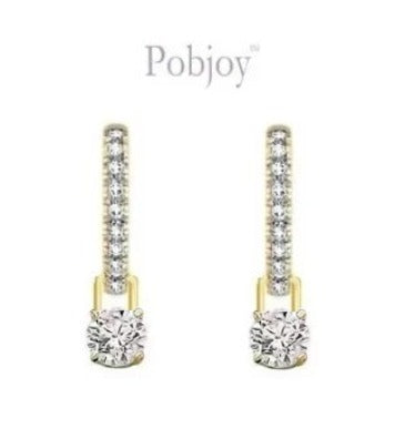 18K Gold Huggie Diamond Drop Earrings GIA