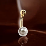 Cream & Grey Cutured Pearl Gold Belly Ring - Pobjoy Diamonds