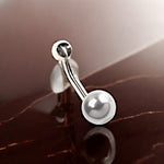 Cream & Grey Cutured Pearl Gold Belly Ring - Pobjoy Diamonds