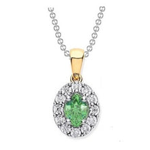 Load image into Gallery viewer, 9K Gold Oval Cut Emerald &amp; Diamond Pendant 0.45 Carat