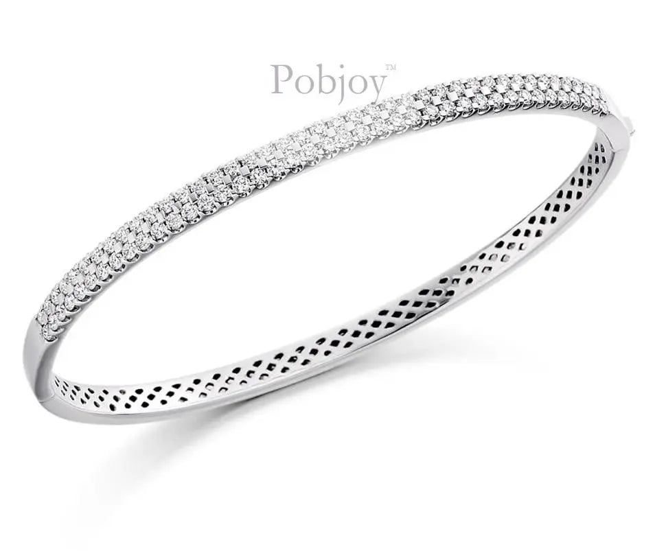 18K White Gold 1.75 Carat Diamond Bangle F/VS - Pobjoy Diamonds