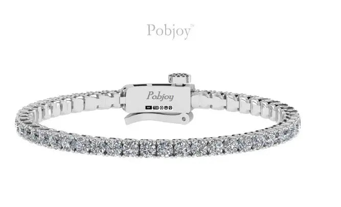 18K Gold Lab Grown Round Diamond Tennis Bracelet 4.20 Carats E/VS - Pobjoy Diamonds