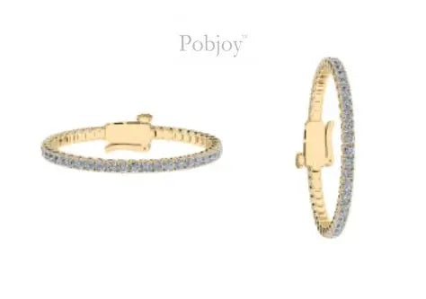 18K Gold Lab Grown Round Diamond Tennis Bracelet 4.20 Carats E/VS - Pobjoy Diamonds