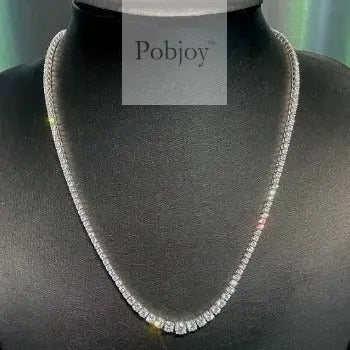 18K White Gold Graduated Diamond Line Necklace 11.10 Carats  D-E/VS - Pobjoy Diamonds
