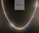 18K White Gold Graduated Diamond Line Necklace 11.10 Carats  D-E/VS - Pobjoy Diamonds