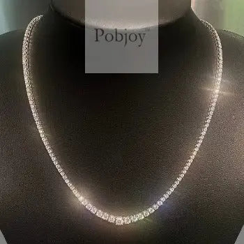 18K White Gold Graduated Diamond Line Necklace 10 Carats  D-E/VS - Pobjoy Diamonds