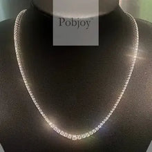 Load image into Gallery viewer, 18K White Gold Graduated Diamond Line Necklace 10 Carats  D-E/VS