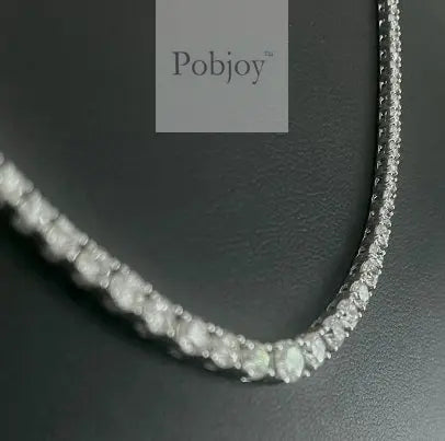18K White Gold Graduated Diamond Line Necklace 10 Carats  D-E/VS - Pobjoy Diamonds