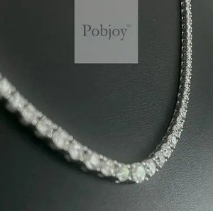 18K White Gold Graduated Diamond Line Necklace 10 Carats  D-E/VS