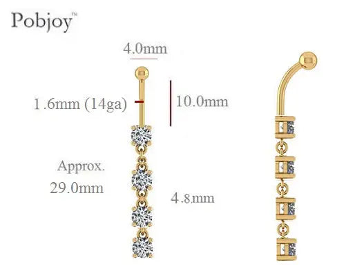 Lab Diamond Drop Belly Ring 1.60 Carats E/VS - Pobjoy Diamonds