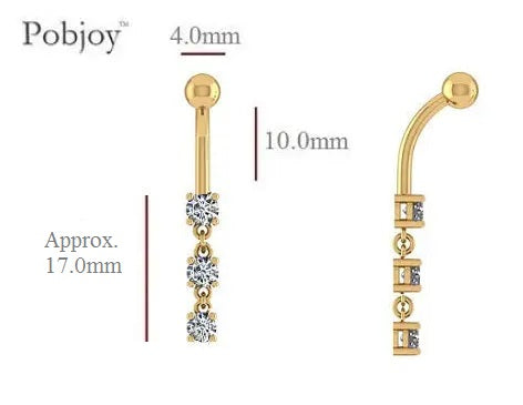 Graduated Lab Diamond Drop Belly Ring 0.40 Carat E-F/VS - Pobjoy Diamonds