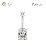 Radiant Cut Lab Diamond Belly Ring E/VS1 - 1.00 Carat - Pobjoy Diamonds