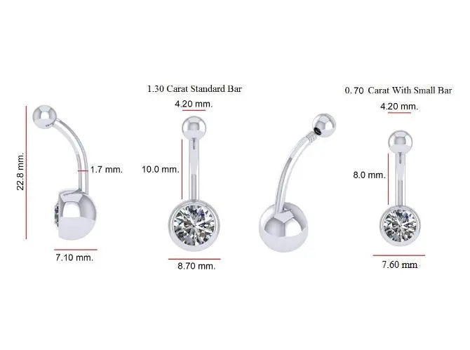 Lab Diamond Solitaire Belly Ring F/VS1 - Choice Of Carat Weights - Pobjoy Diamonds