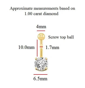 Prong Set Diamond Belly Ring F/VS1- Choice Of Carat Weights