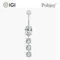 Platinum Four Stone Lab Diamond Drop Belly Ring 1.30 Carats - E/VS1