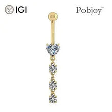 Load image into Gallery viewer, Four Stone Lab Diamond Heart Drop Belly Ring 1.30 Carats - E/VS1