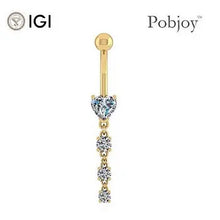 Load image into Gallery viewer, Four Stone Graduated Lab Diamond Heart Belly Ring 1.10 Carats - E/VS1
