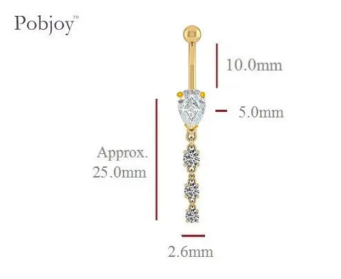 Four Stone Graduated Pear Lab Diamond Belly Ring 1.10 Carats - E/VS1 - Pobjoy Diamonds