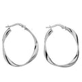 9K White Or Yellow Gold Subtle Twist Hoop Earrings