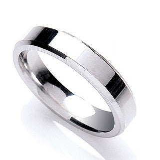 950 Platinum Diamond Cut Flat Court Wedding Band 4mm