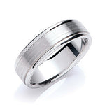 Platinum Matt & Polished Soft Court Wedding Band - Pobjoy Diamonds