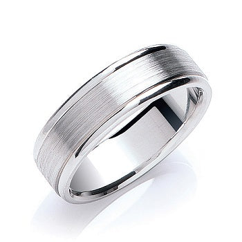 Platinum Matt & Polished Soft Court Wedding Band - Pobjoy Diamonds