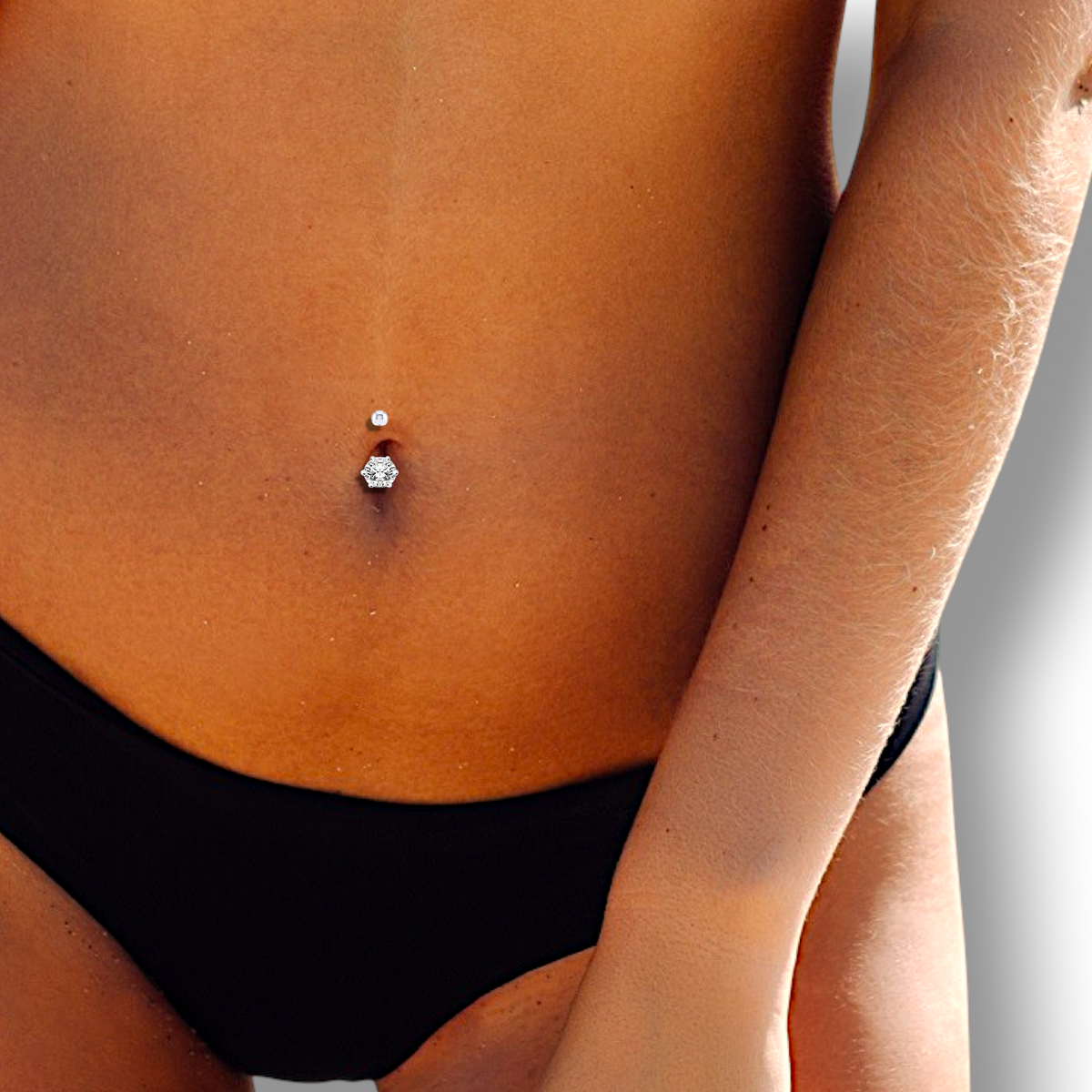 NEW! Prong Set Lab Diamond Belly Ring E/VS1 - Options - Pobjoy Diamonds