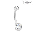 Bezel Setting Platinum Belly Bar