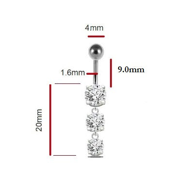 Lab Diamond Dangly Belly Piercing 1.40 Carats - Silver & Surgical Steel - Pobjoy Diamonds