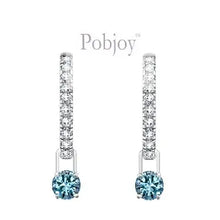 Load image into Gallery viewer, 18K Gold Huggie White &amp; Blue Diamond Drop Earrings