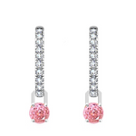18K White Gold Pink Diamond Drop Earrings - 1.50 Carats