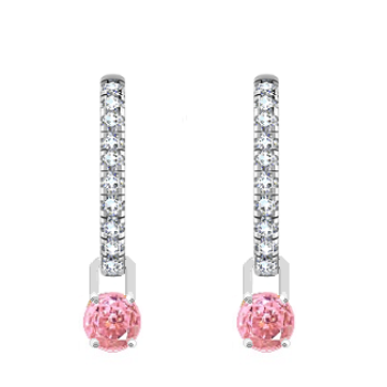 18K White Gold Pink Diamond Drop Earrings - 1.50 Carats