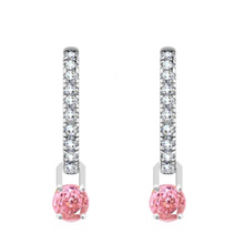 Load image into Gallery viewer, 18K White Gold Pink Diamond Drop Earrings - 1.50 Carats