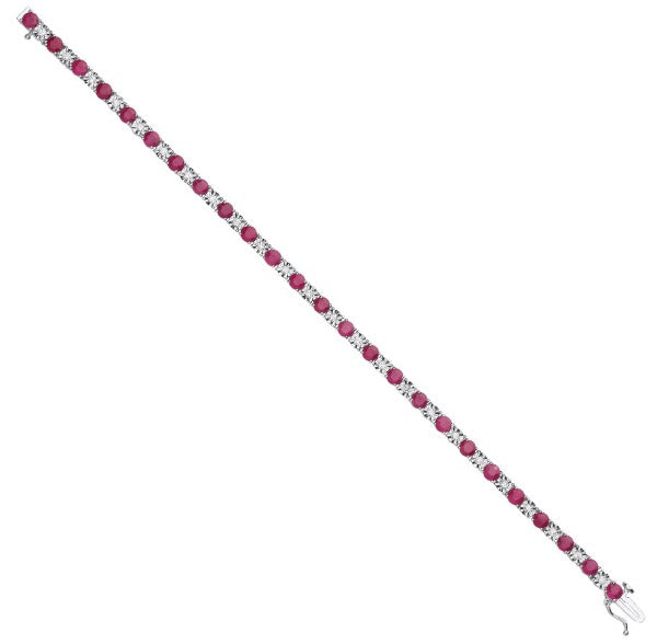 18K White Gold Ruby & Diamond Tennis Bracelet - Pobjoy Diamonds