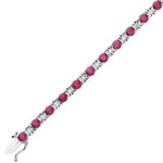 18K White Gold Ruby & Diamond Tennis Bracelet 5.92 Carats