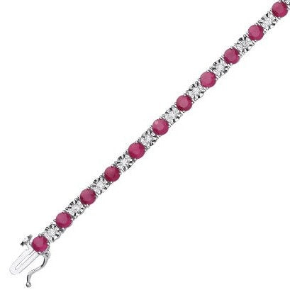 18K White Gold Ruby & Diamond Tennis Bracelet 5.92 Carats