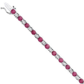 18K White Gold Ruby & Diamond Tennis Bracelet 5.92 Carats