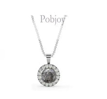 Load image into Gallery viewer, Salt &amp; Pepper Round Diamond Halo Necklace 1.20 Carats