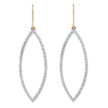 9K Yellow Gold & Diamond Drop Silhouette Earrings 