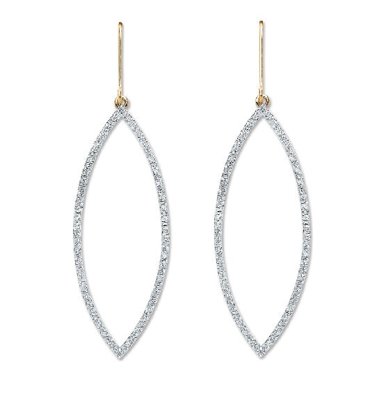 9K Yellow Gold & Diamond Drop Silhouette Earrings 