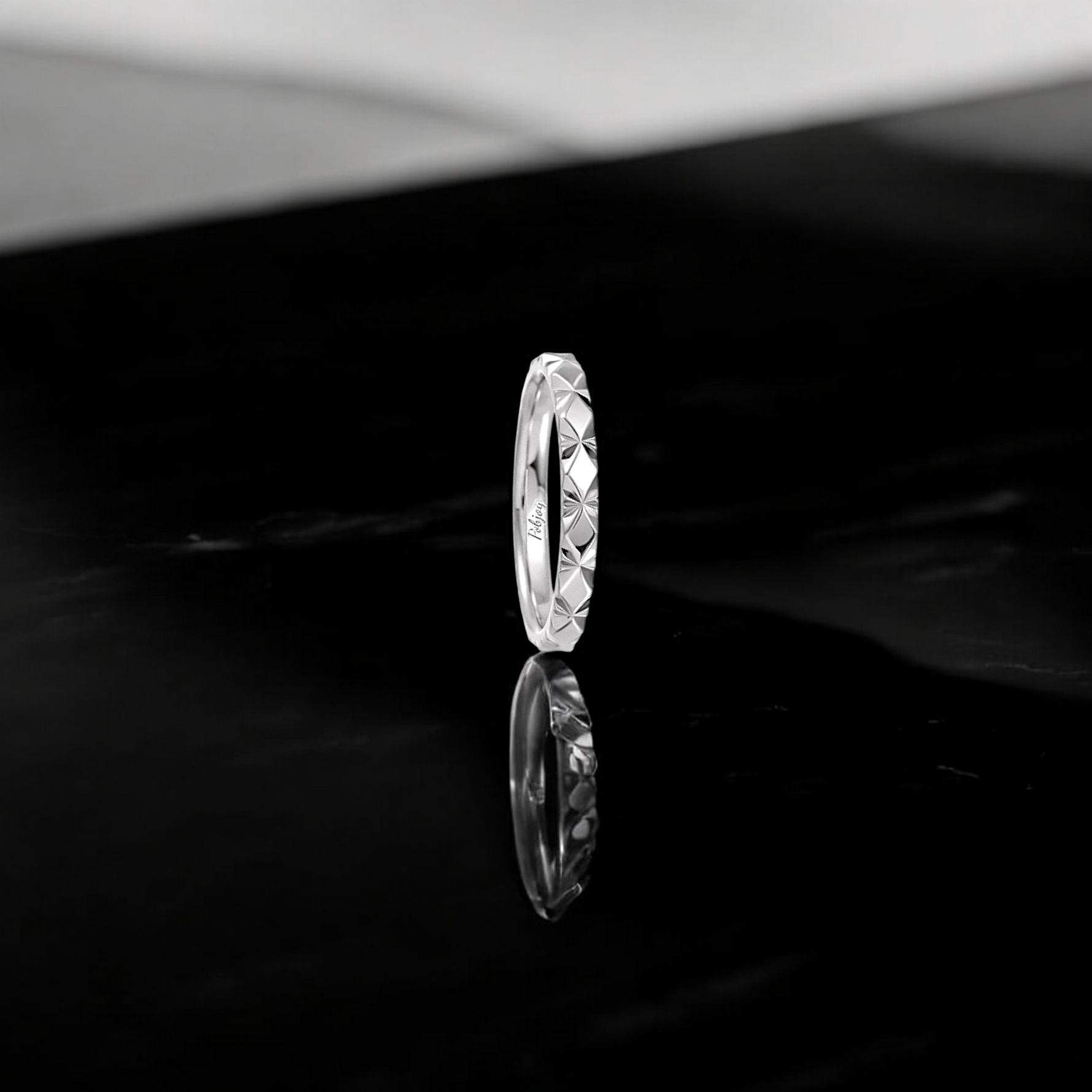 Custom Faceted Wedding Band Platinum - Pobjoy Diamonds