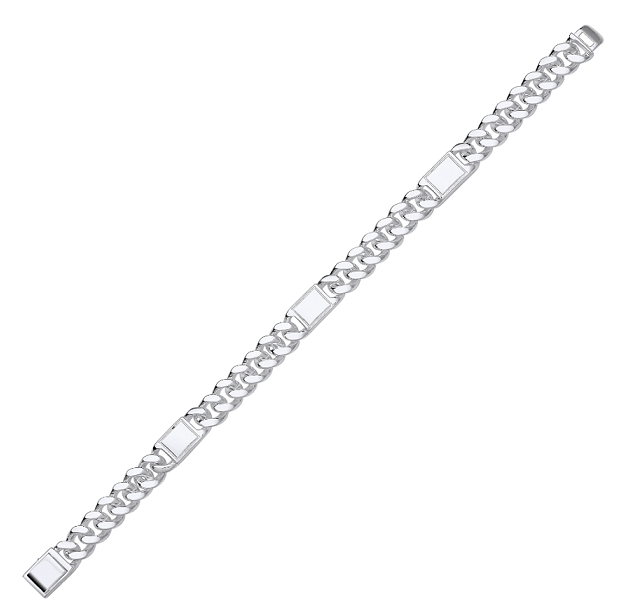 Men's Sterling Silver Curb Feature Bracelet - Pobjoy Diamonds