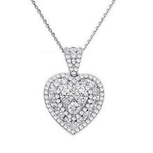 Load image into Gallery viewer, 18K White Gold 1.35 Carat Diamond Heart Pendant Necklace
