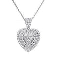 18K White Gold 1.35 Carat Diamond Heart Pendant Necklace