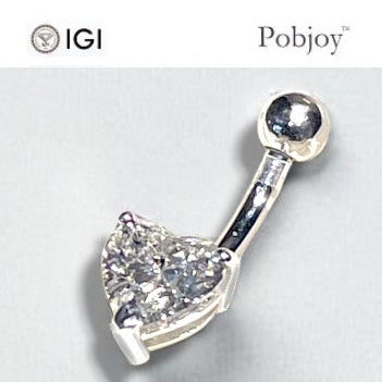 Silver Heart Lab Diamond Belly Ring E/VS1