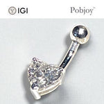Silver Heart Lab Diamond Belly Ring E/VS1